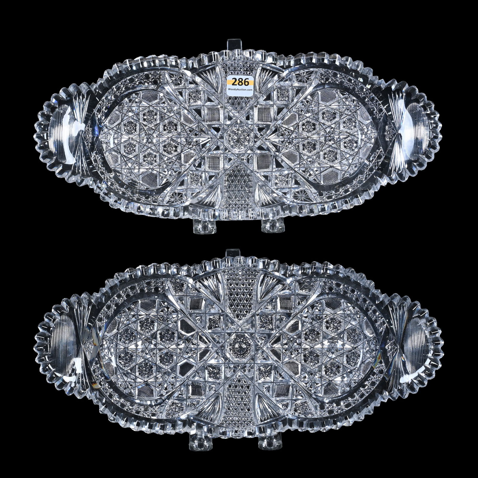 Pair Bread Trays, Signed J. Hoare, American Brilliant Cut Glass, Pattern #2026 (1 of 6)