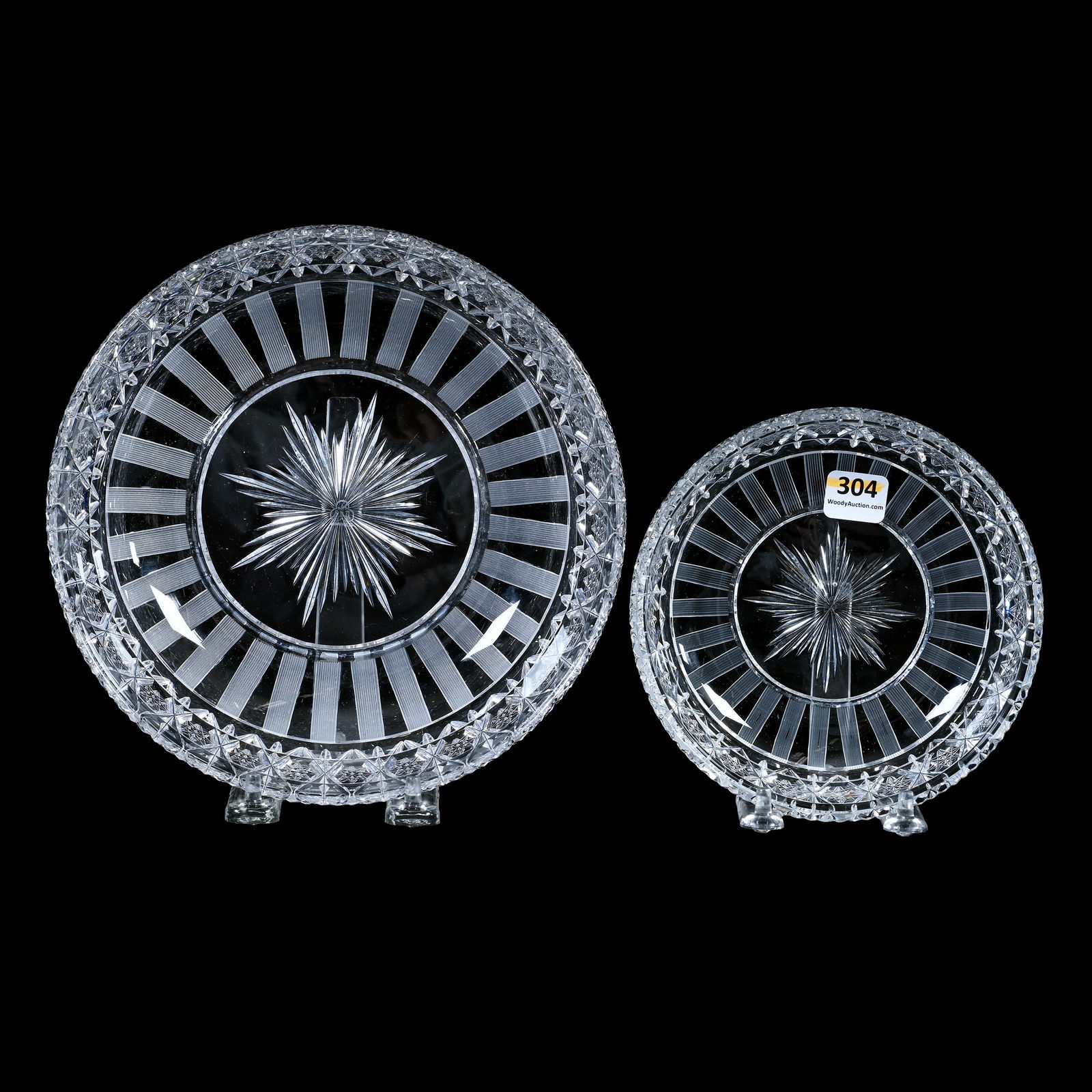 (2) Bowls, American Brilliant Cut Glass Signed Hawkes, Newport Pattern (1 of 2)