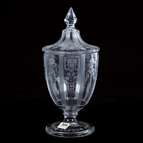 Pedestal Covered Jar, Late Period American Brilliant Cut Glass