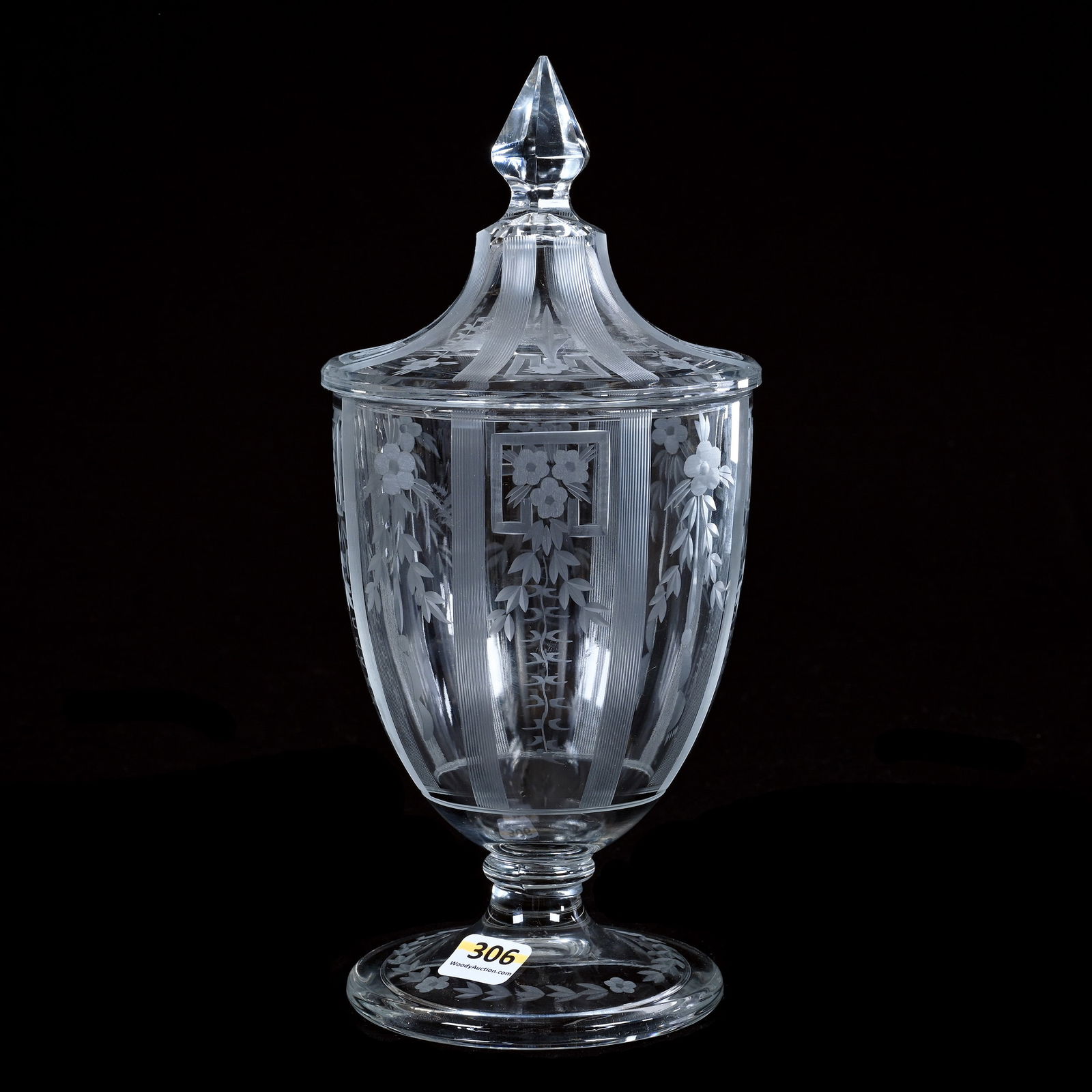 Pedestal Covered Jar, Late Period American Brilliant Cut Glass (1 of 4)
