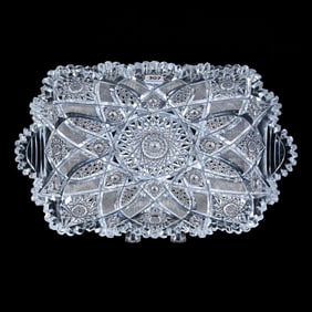 Serving Tray, American Brilliant Cut Glass, Sherwood Pattern By Unger Brothers