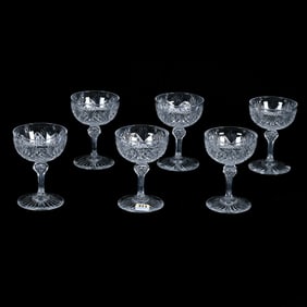 (6) Champagne Stems, American Brilliant Cut Glass, No 28 Pattern By Dorflinger