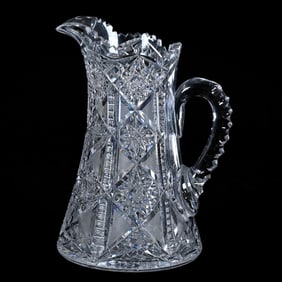 Pitcher, American Brilliant Cut Glass, Juliette Pattern By Irving