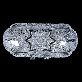 Folded Bread Tray, American Brilliant Cut Glass, Signed Libbey Imperial Pattern