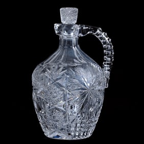 Whiskey Jug, American Brilliant Cut Glass, Oasis Pattern As Designed By W. C. Anderson