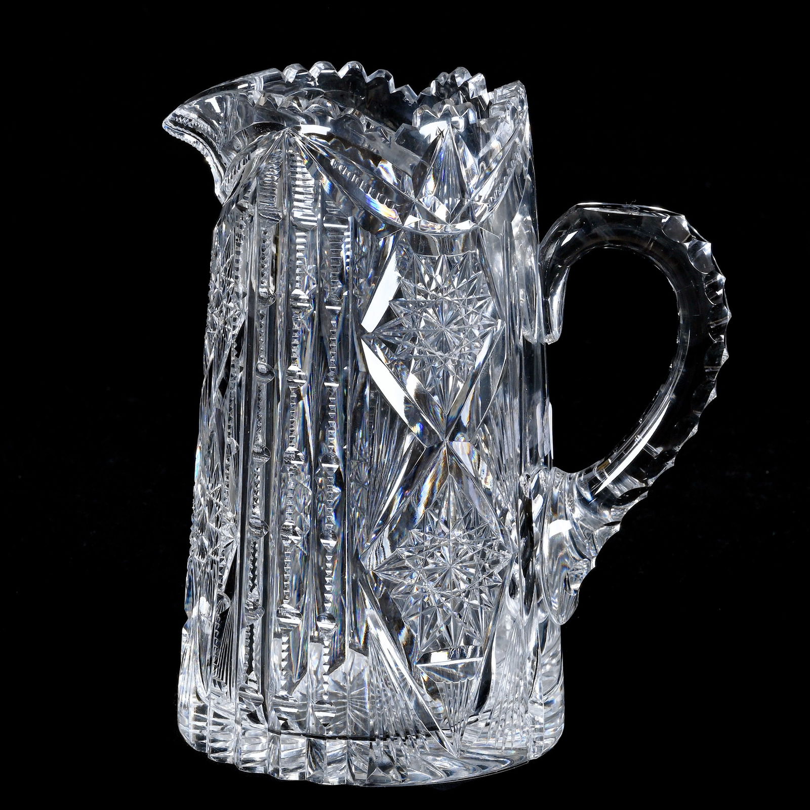 Pitcher, American Brilliant Cut Glass, Signed Libbey New Brilliant Pattern, Three Pint Jug (1 of 3)