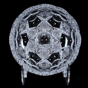 Bowl, American Brilliant Cut Glass, Signed Hawkes Queens Pattern