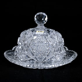 Covered Cheese Dish, American Brilliant Cut Glass