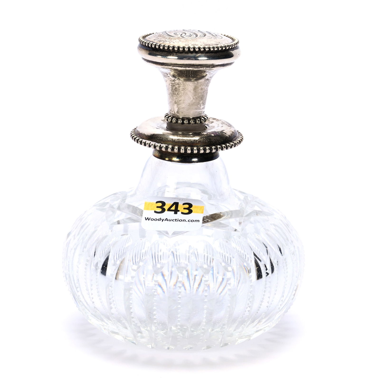 Cologne Bottle, American Brilliant Cut Glass, By Meriden, Sterling Silver Top Marked Wilcox (1 of 5)