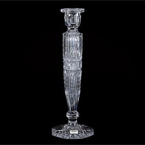 Single Candlestick, American Brilliant Cut Glass, Prism Pattern By Pitkin & Brooks