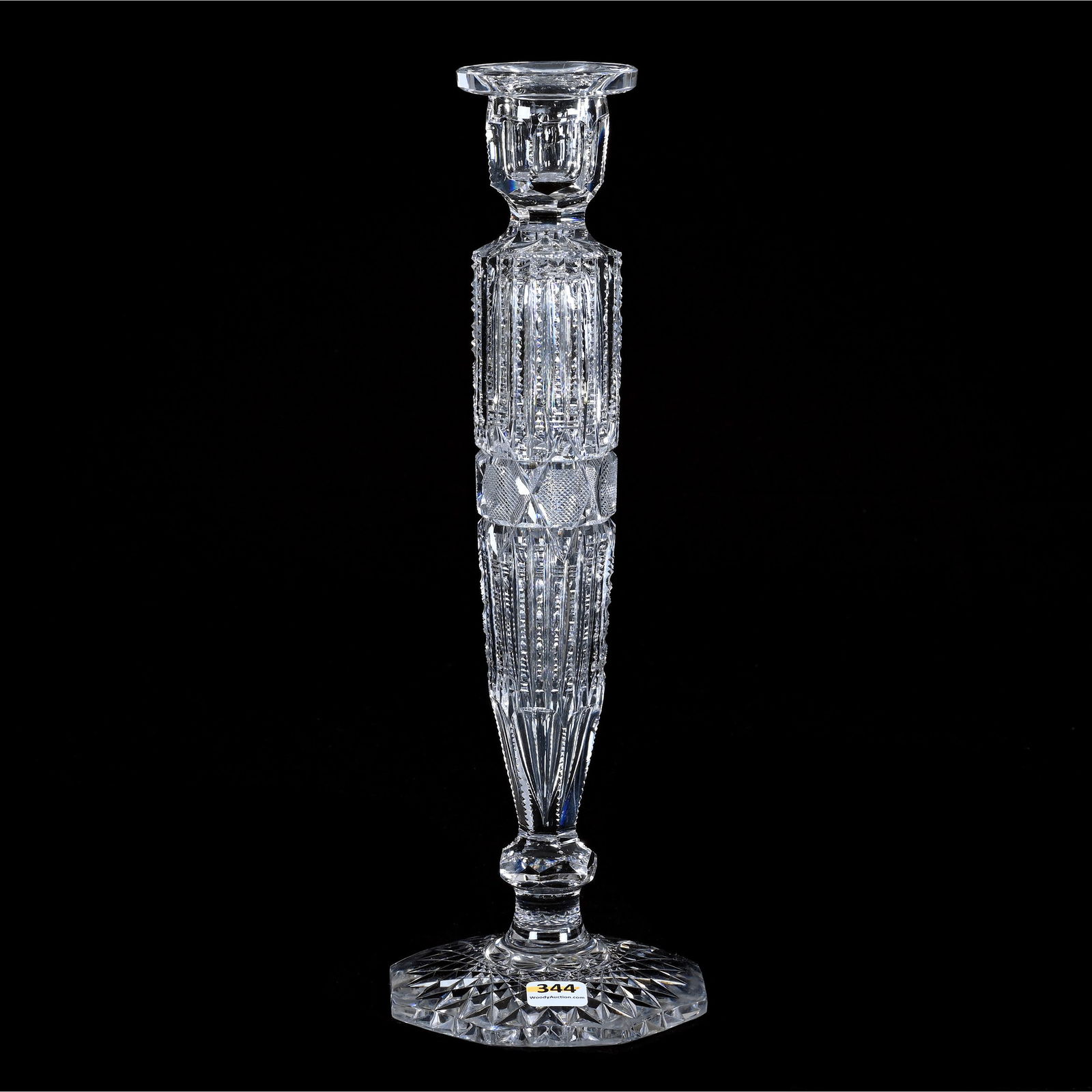 Single Candlestick, American Brilliant Cut Glass, Prism Pattern By Pitkin & Brooks (1 of 2)