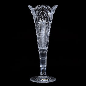 Trumpet Vase, American Brilliant Cut Glass, Hobstar, Cane, Prism And Bullseye Motif