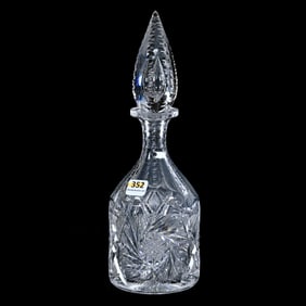 Decanter, American Brilliant Cut Glass, Pattern Resembles Belmont By Pitkin & Brooks