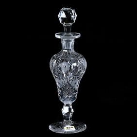 Pedestal Perfume Bottle, American Brilliant Cut Glass, Engraved Floral Pattern