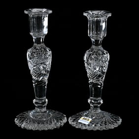 Pair Candlesticks, American Brilliant Cut Glass