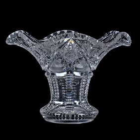 Sweet Pea Vase, American Brilliant Cut Glass, Hobstar, Crosscutting, Bullseye & Fan Motif