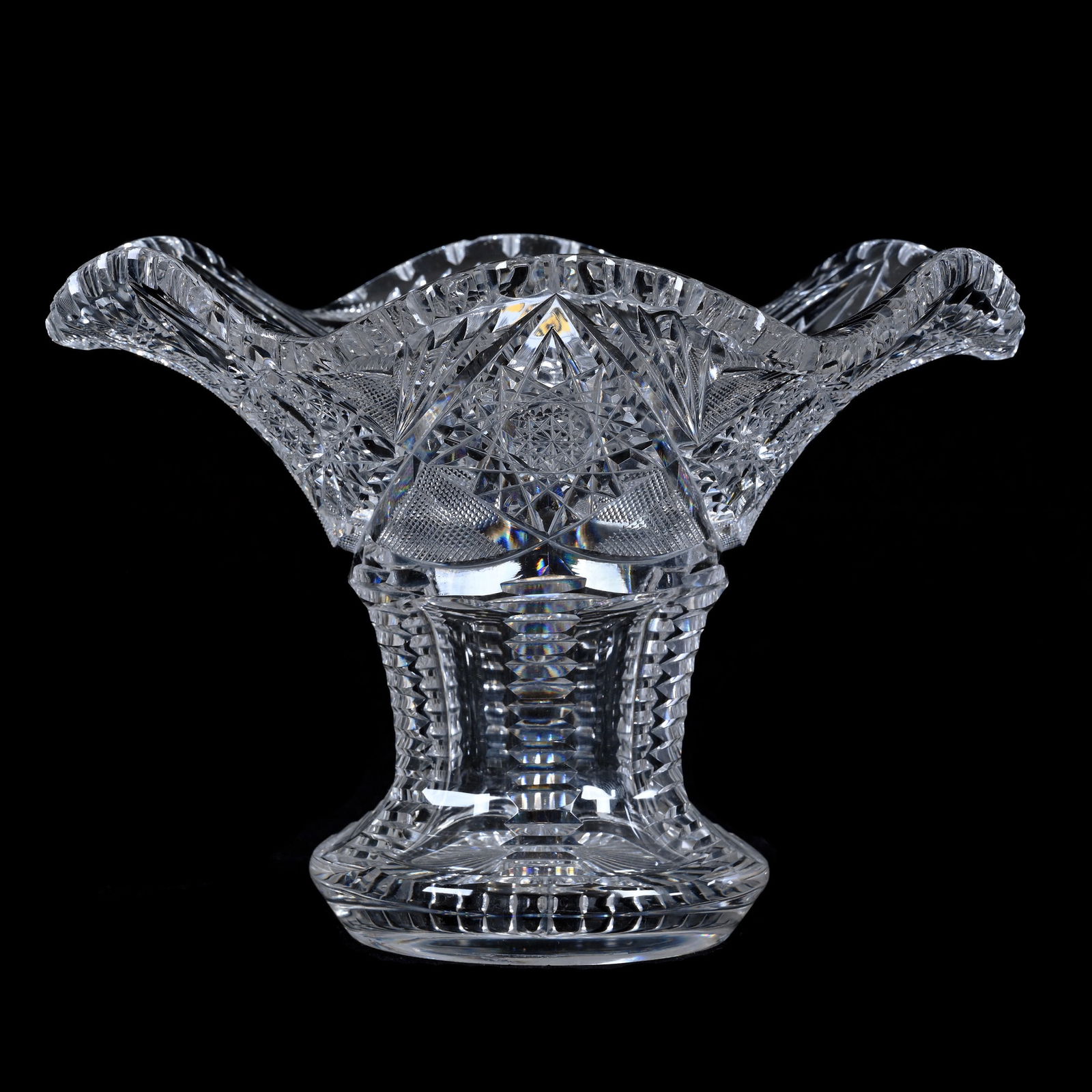 Sweet Pea Vase, American Brilliant Cut Glass, Hobstar, Crosscutting, Bullseye & Fan Motif (1 of 4)