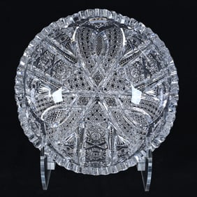 Bowl, American Brilliant Cut Glass, Three Alternating Sections Of Finely Cut Hobstar, Vesica, Cane,