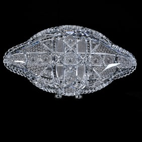 Ice Cream Tray, American Brilliant Cut Glass, Well Cut Hobstar, Cane, Triple Miter, Crosscutting,