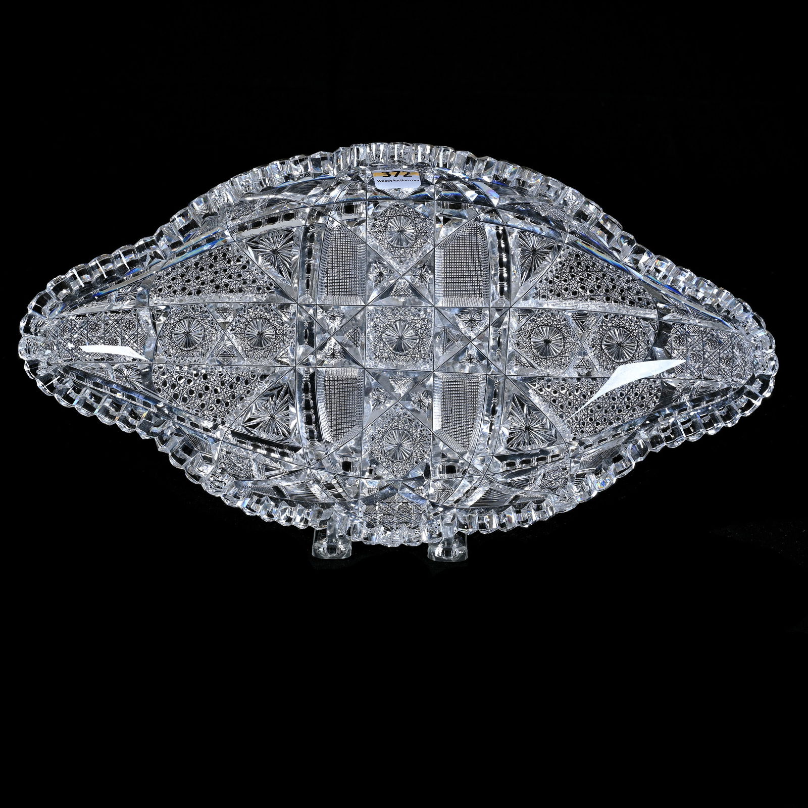 Ice Cream Tray, American Brilliant Cut Glass, Well Cut Hobstar, Cane, Triple Miter, Crosscutting, (1 of 3)