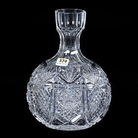 Water Carafe, American Brilliant Cut Glass, Elysian Pattern By Straus, Circa 1894