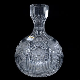 Water Carafe, American Brilliant Cut Glass, Primrose Pattern By Straus