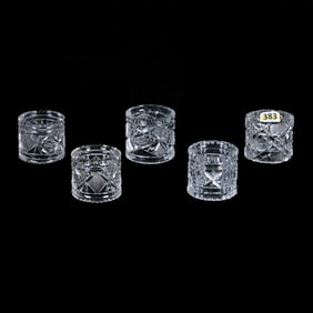 (5) Napkin Rings, American Brilliant Cut Glass