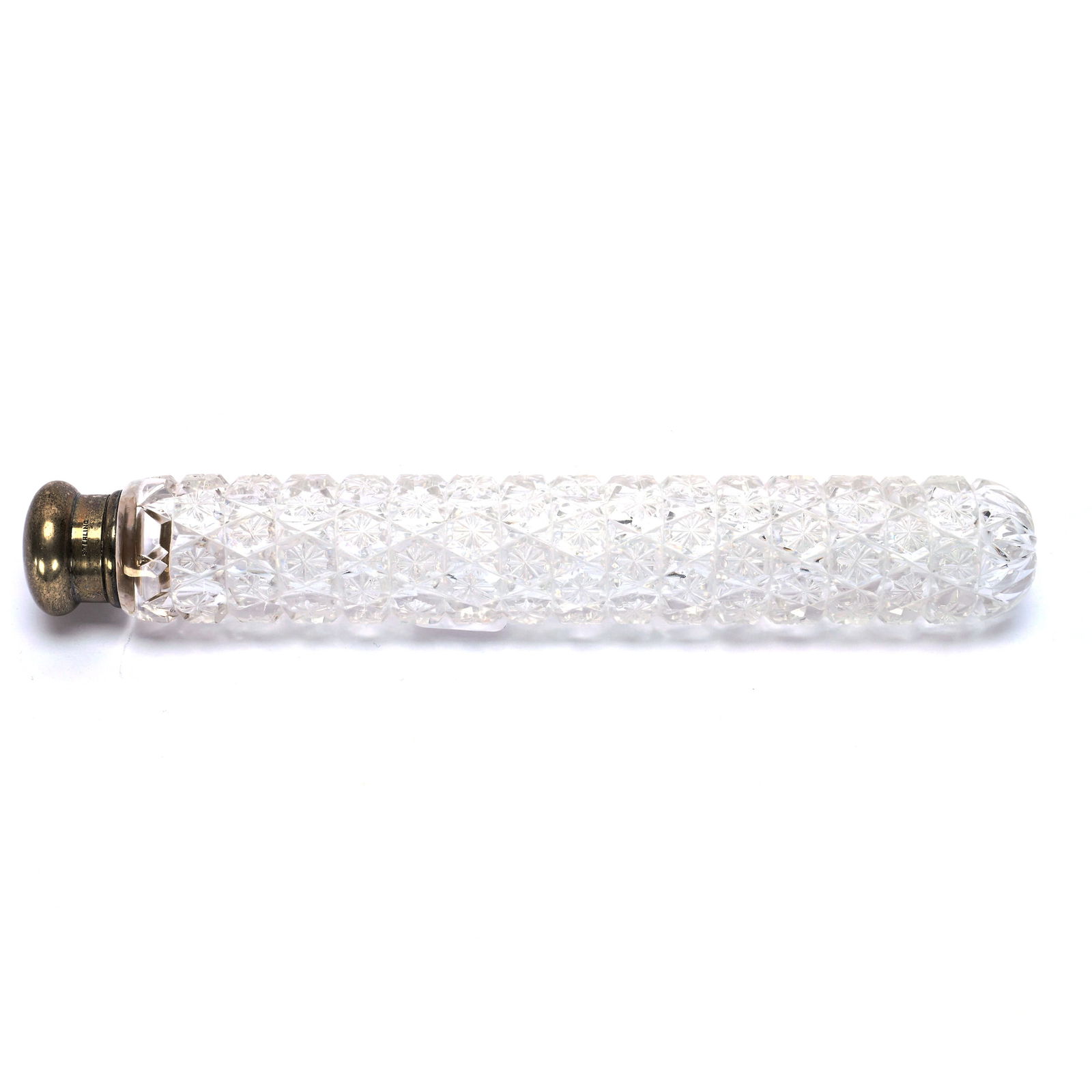 Lay Down Perfume Bottle, American Brilliant Cut Glass, Star Button Motif (1 of 4)