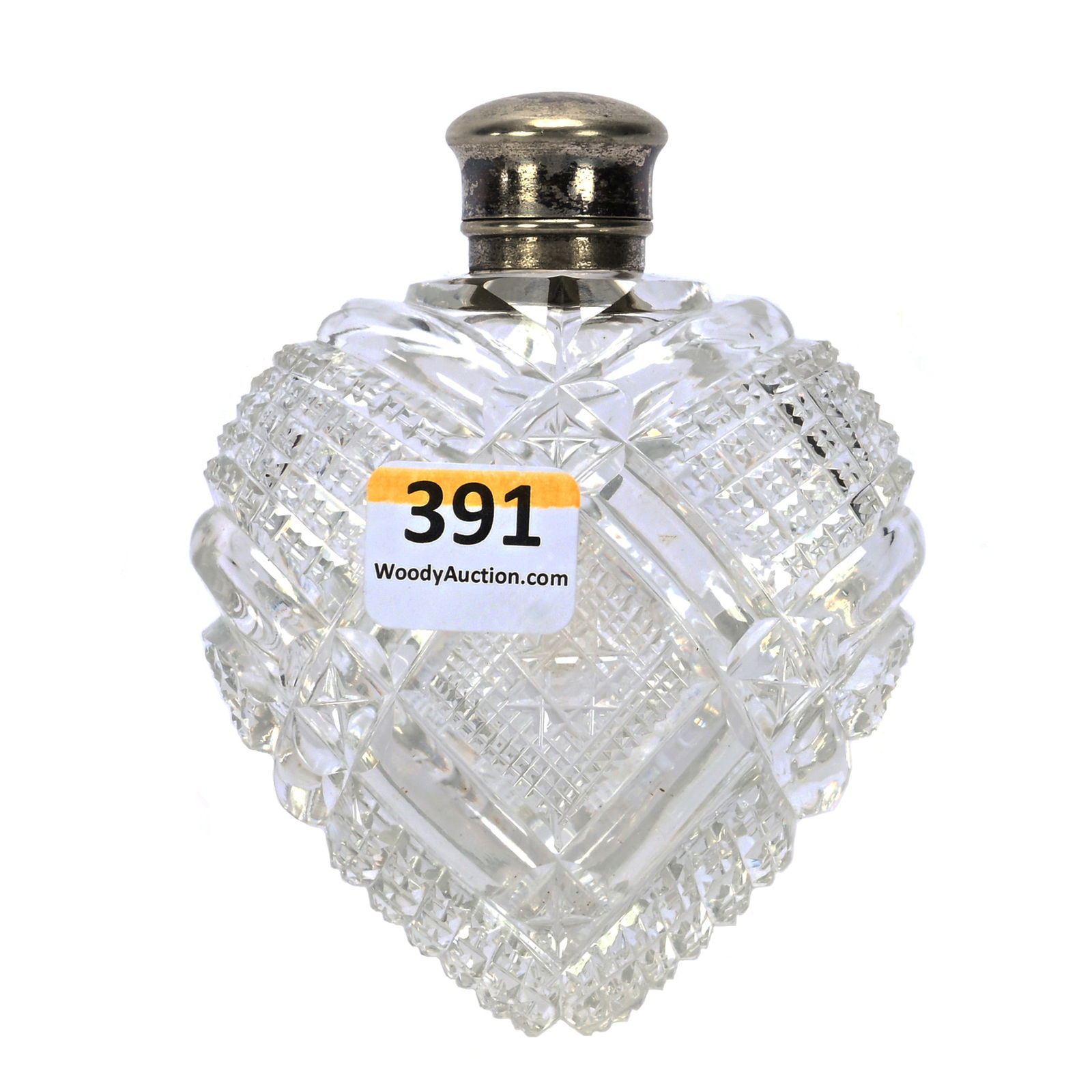 Perfume Bottle, Heart Shape, American Brilliant Cut Glass, Attributed To Unger Brothers (1 of 3)