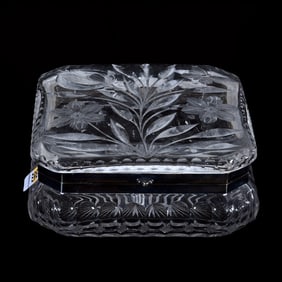 Square Dresser Box, American Brilliant Cut Glass, Murillo Pattern By Pairpoint