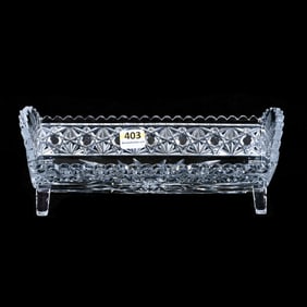 Footed Trough Biscuit Holder, ABCG, Hobstar Border, Engraved Floral Highlights