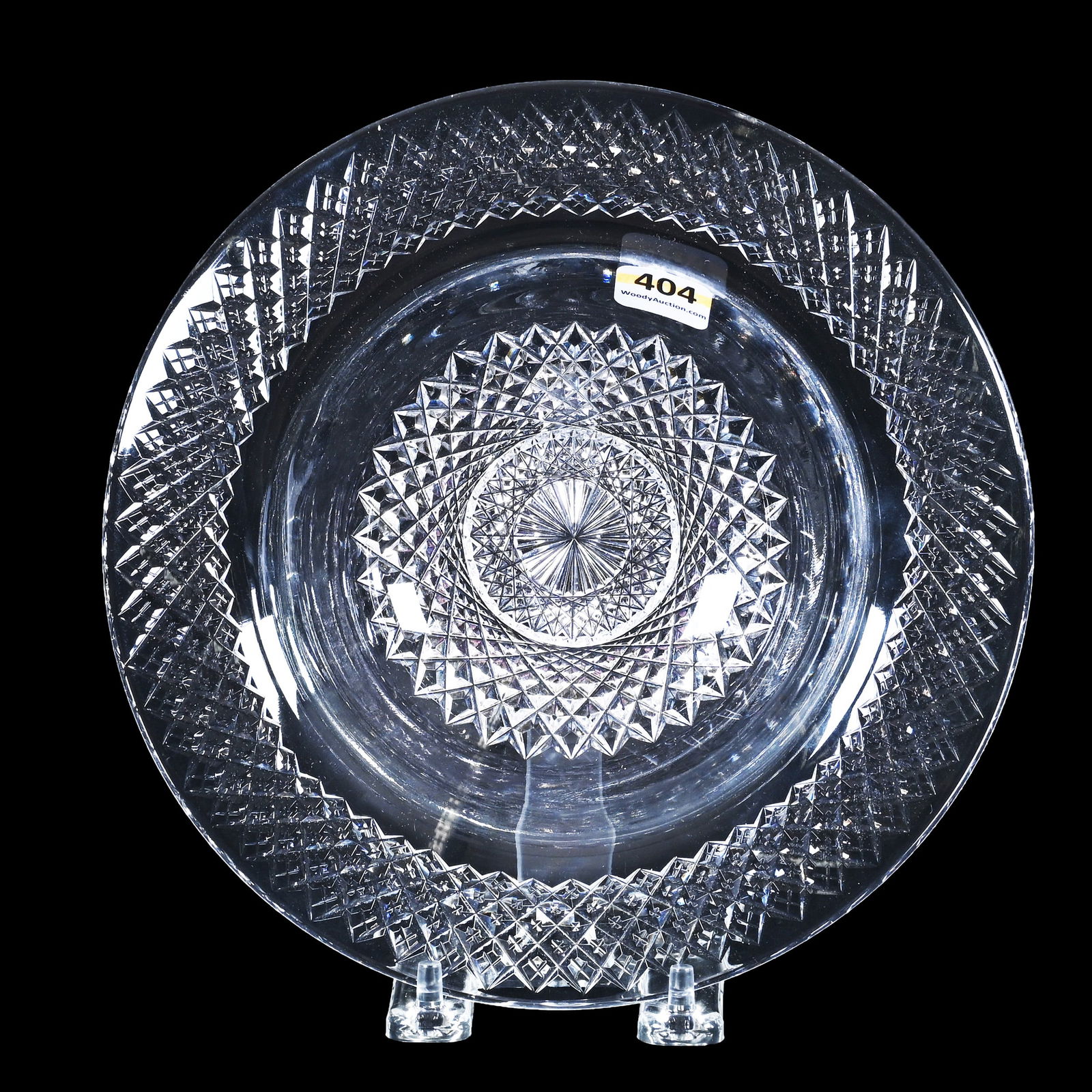 Bowl, Derby Hat Shape, American Brilliant Cut Glass, Hobstar Center, Quartered Diamond Border (1 of 2)
