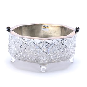 Fern Holder, Eight-Sided, Footed, American Brilliant Cut Glass