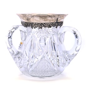Loving Cup, Three Handles, American Brilliant Cut Glass, Hobstar, Quartered Diamond & Fan Motif