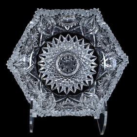 Bowl, Six-Sided, American Brilliant Cut Glass, Mandarin Pattern By Dorflinger