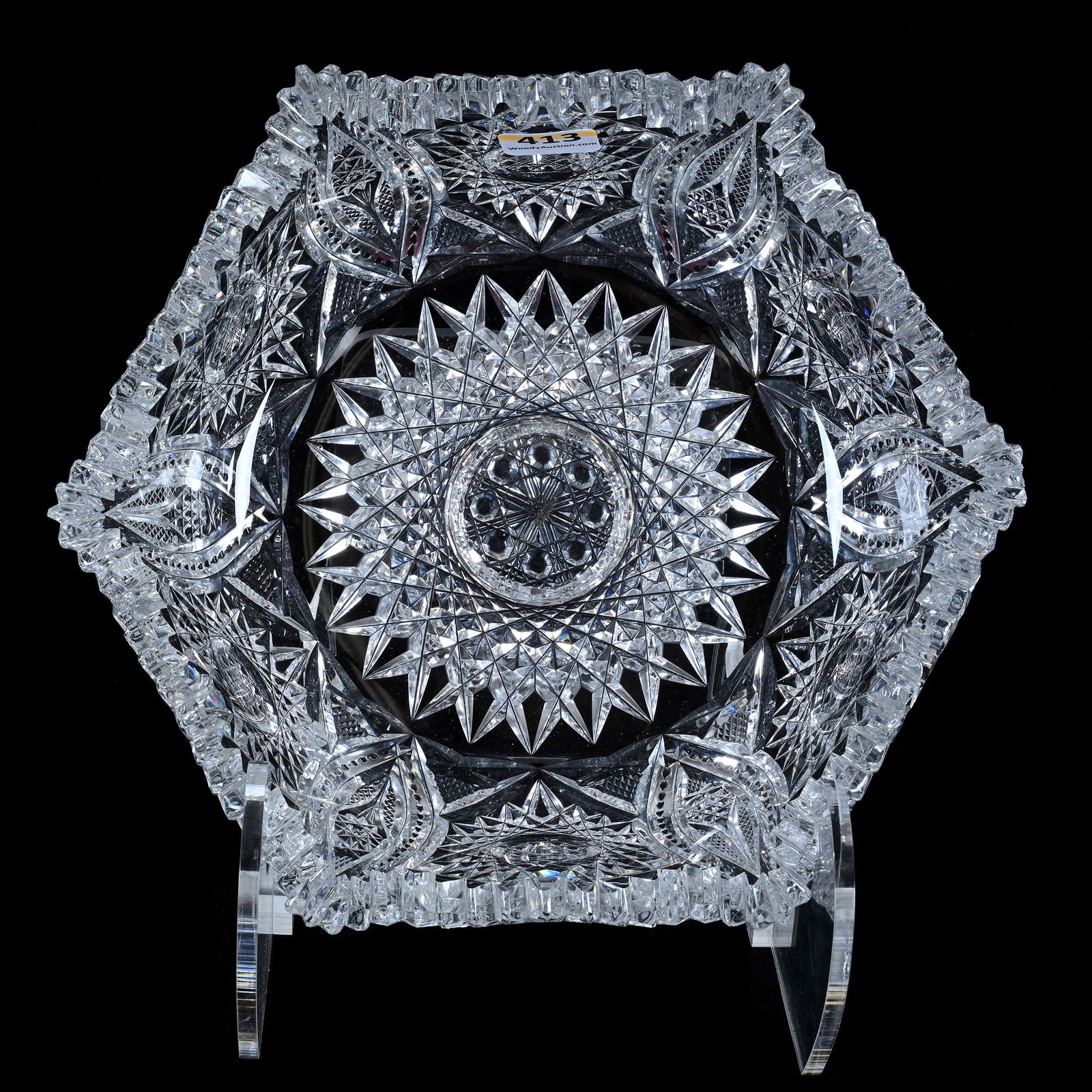 Bowl, Six-Sided, American Brilliant Cut Glass, Mandarin Pattern By Dorflinger (1 of 6)