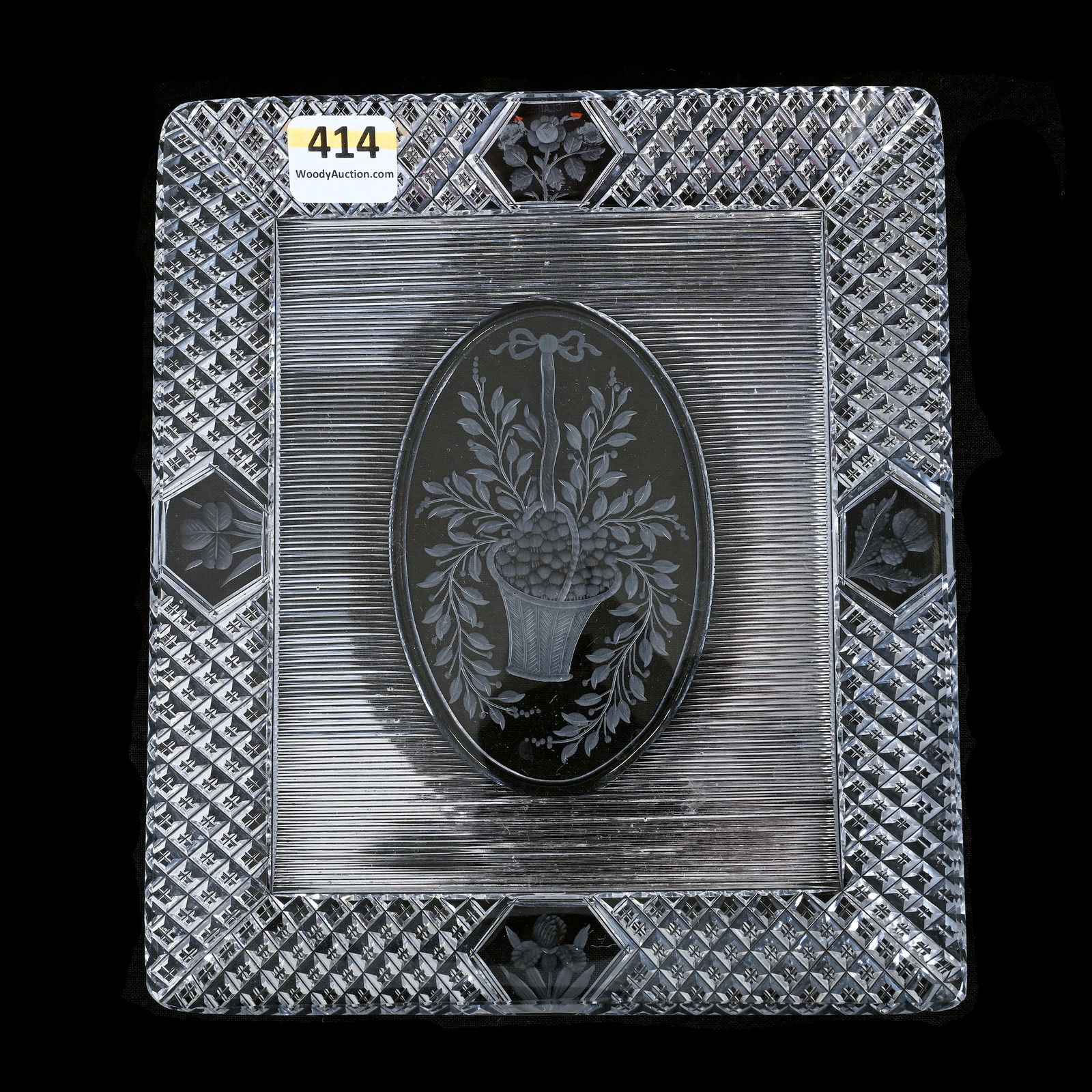 Card Tray, American Brilliant Cut Glass, Signed Sinclaire Diamonds And Silver Threads Pattern (1 of 2)