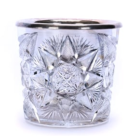 Flower Pot With Original Liner, American Brilliant Cut Glass