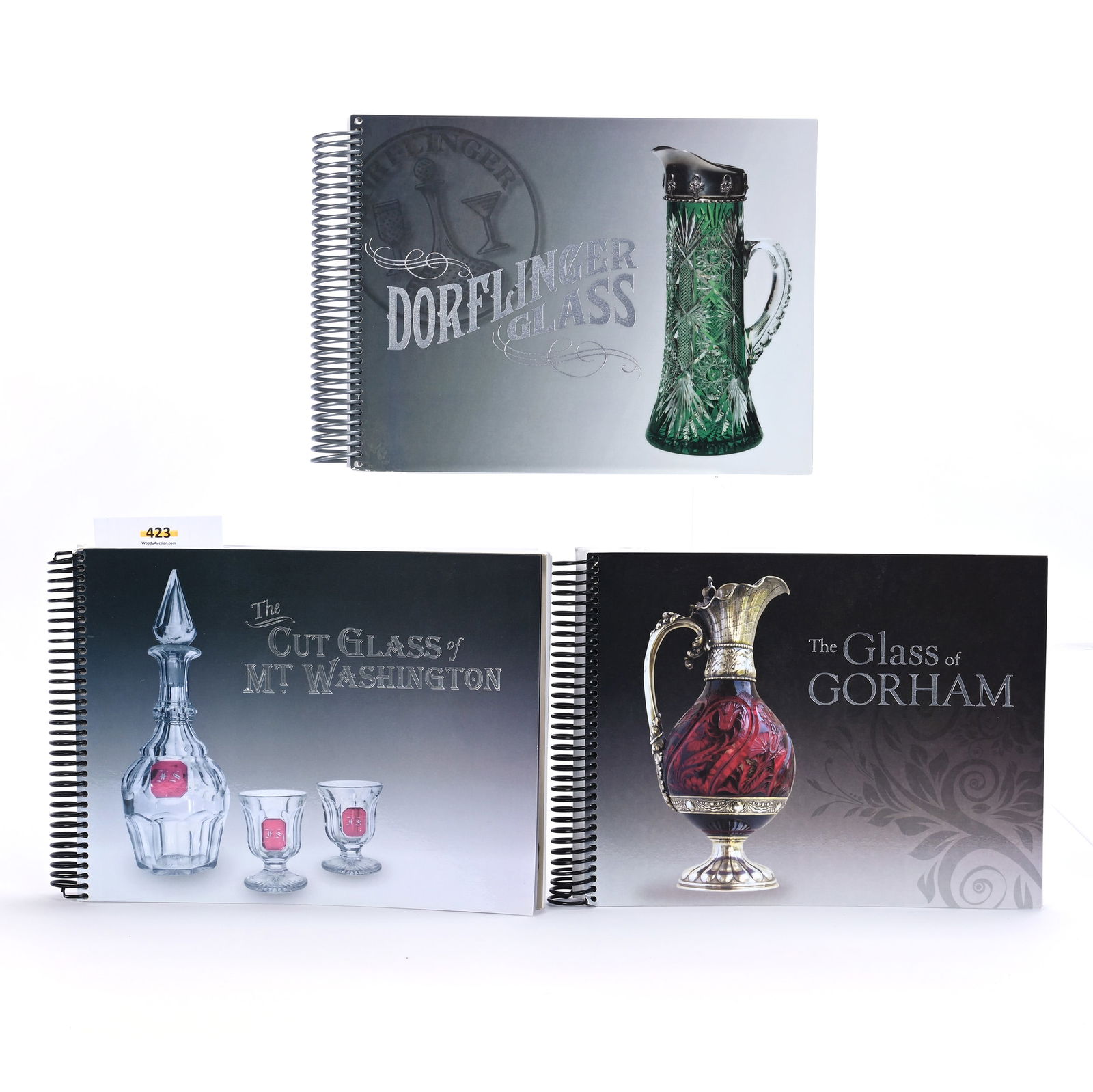(3) Cut Glass Catalogs/Books Published By American Cut Glass Association: (3) Cut Glass Catalogs/Books Published By American Cut Glass Association, 3.5 x 12 x 9 Inches, (1) Mt. Washington, 2013, (1) Glass Of Gorham, 2012, (1) Dorflinger Glass, 2015, 10 Pounds, Private Colle