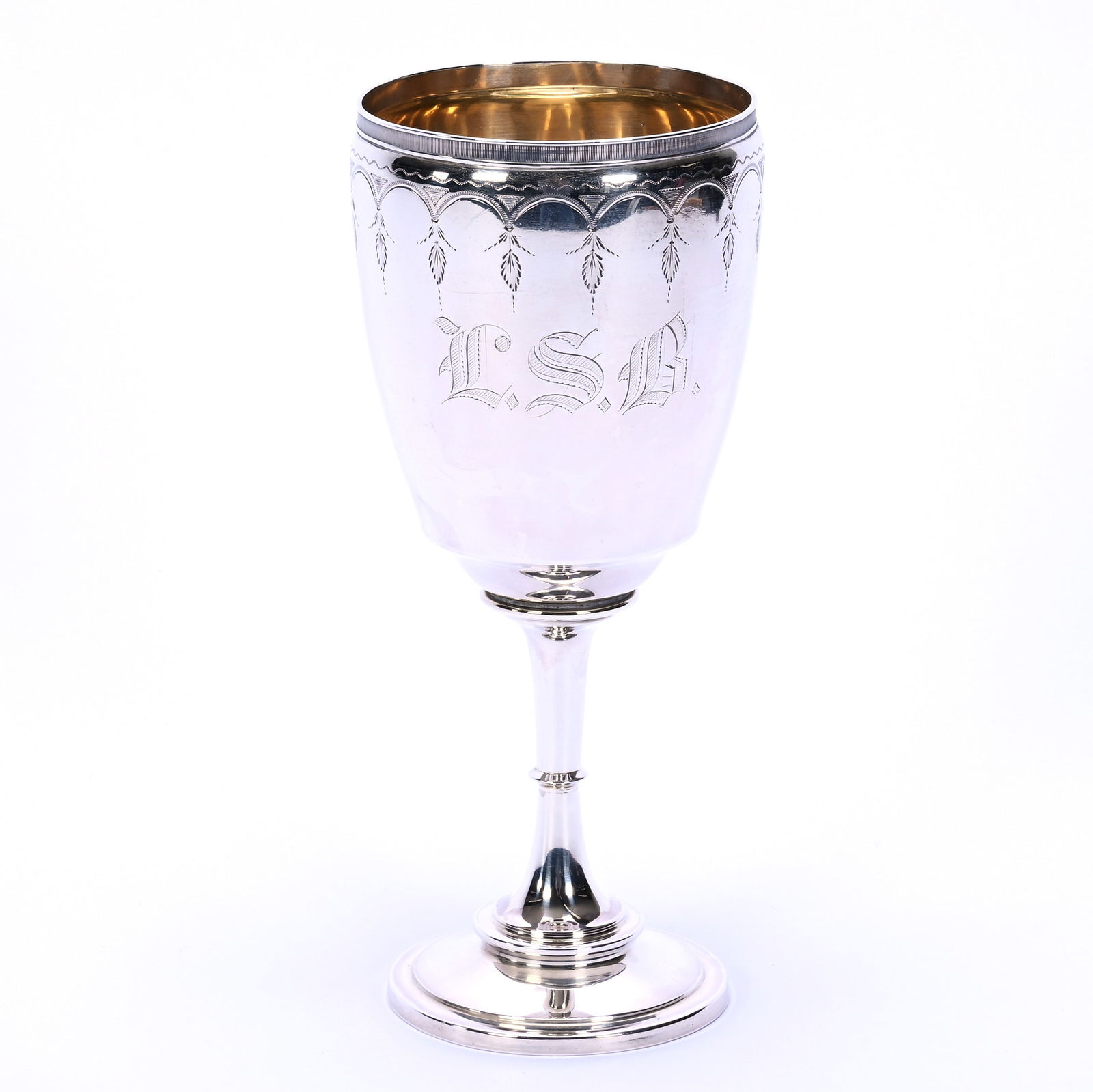 Solid American Coin Silver Goblet Marked 25 Coin On Base (1 of 3)