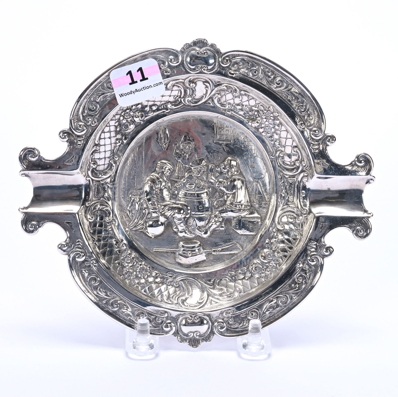 Solid Continental Silver Ash Tray, Unidentified Hallmark, 800 Purity (1 of 3)