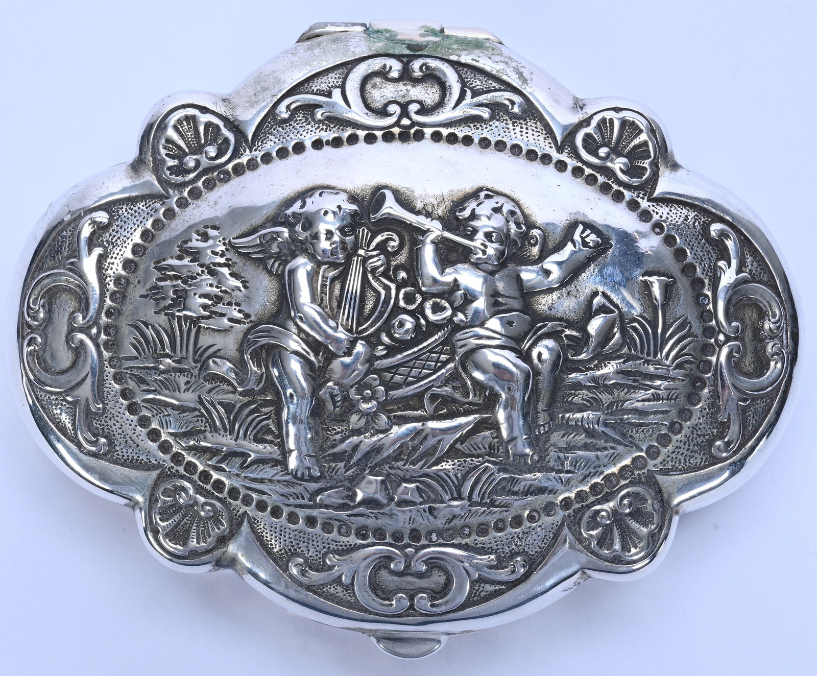 Solid German Silver Hinged Box, 800 Purity - 2