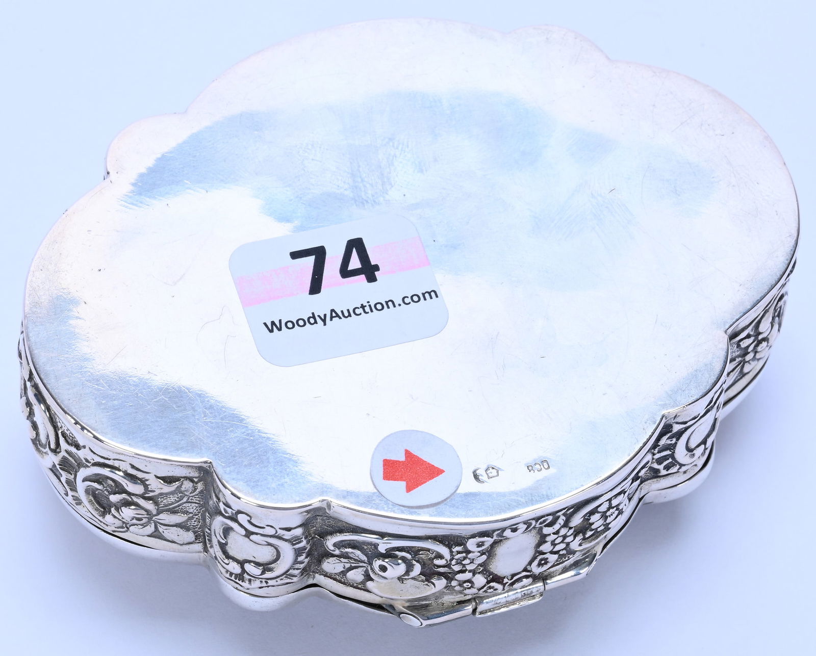 Solid German Silver Hinged Box, 800 Purity - 4