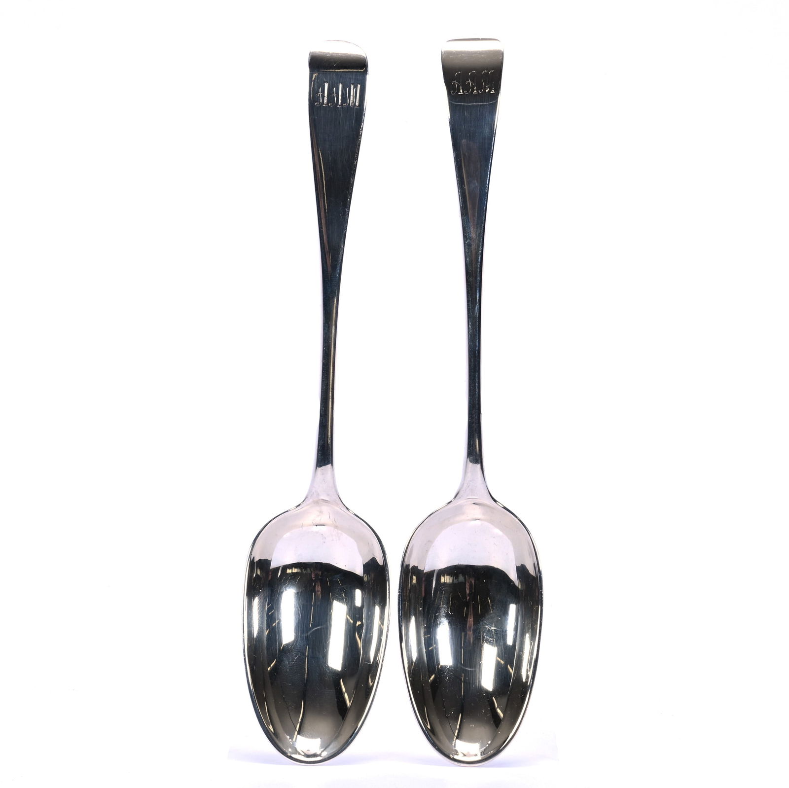 Pair Solid Silver Serving Spoons, Scottish Hallmarks, Alexander Gardner Silversmith, Circa 1768 (1 of 4)