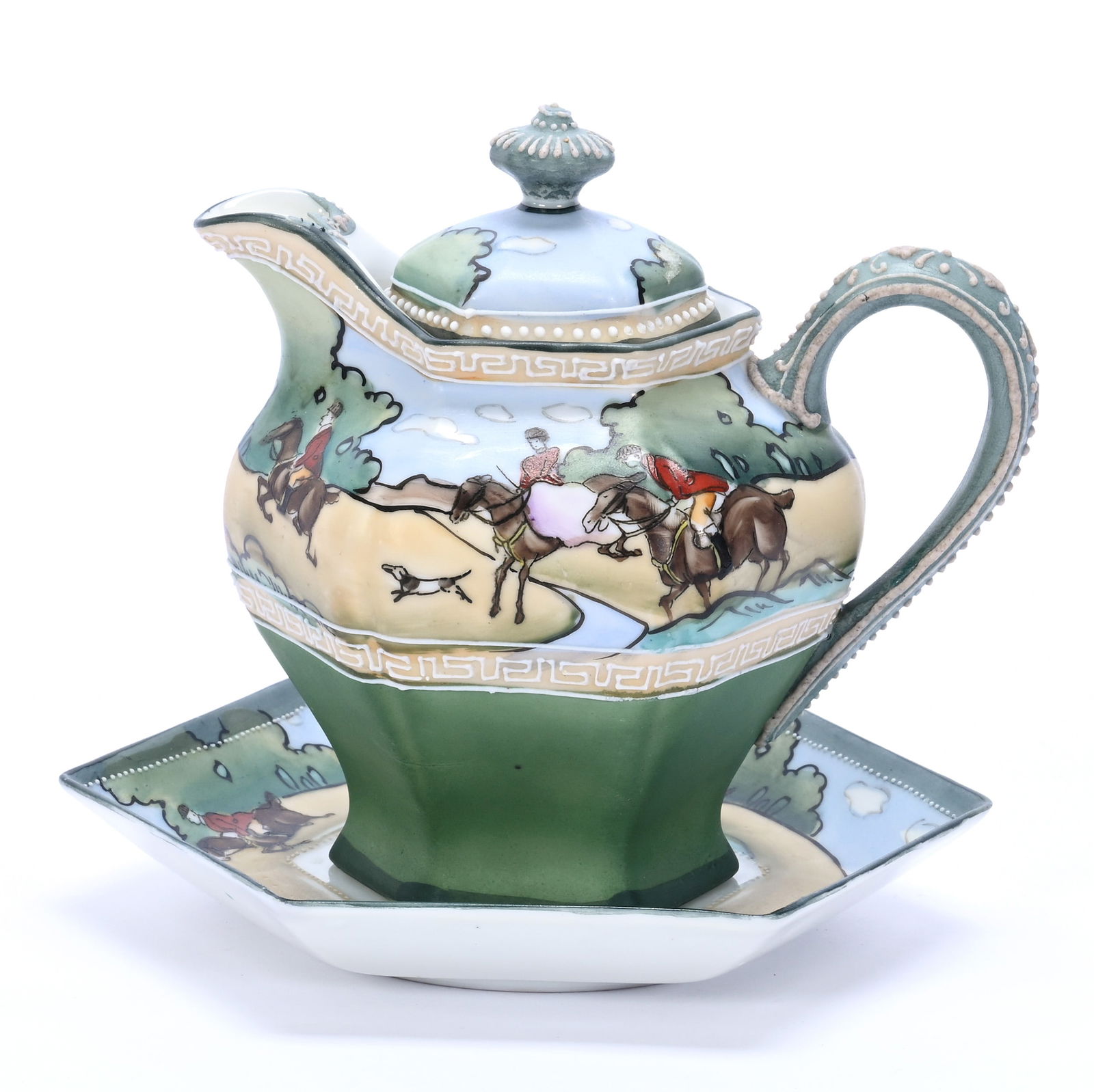 Syrup Pitcher With Underplate, Six-Sided, Marked Nippon (1 of 3)