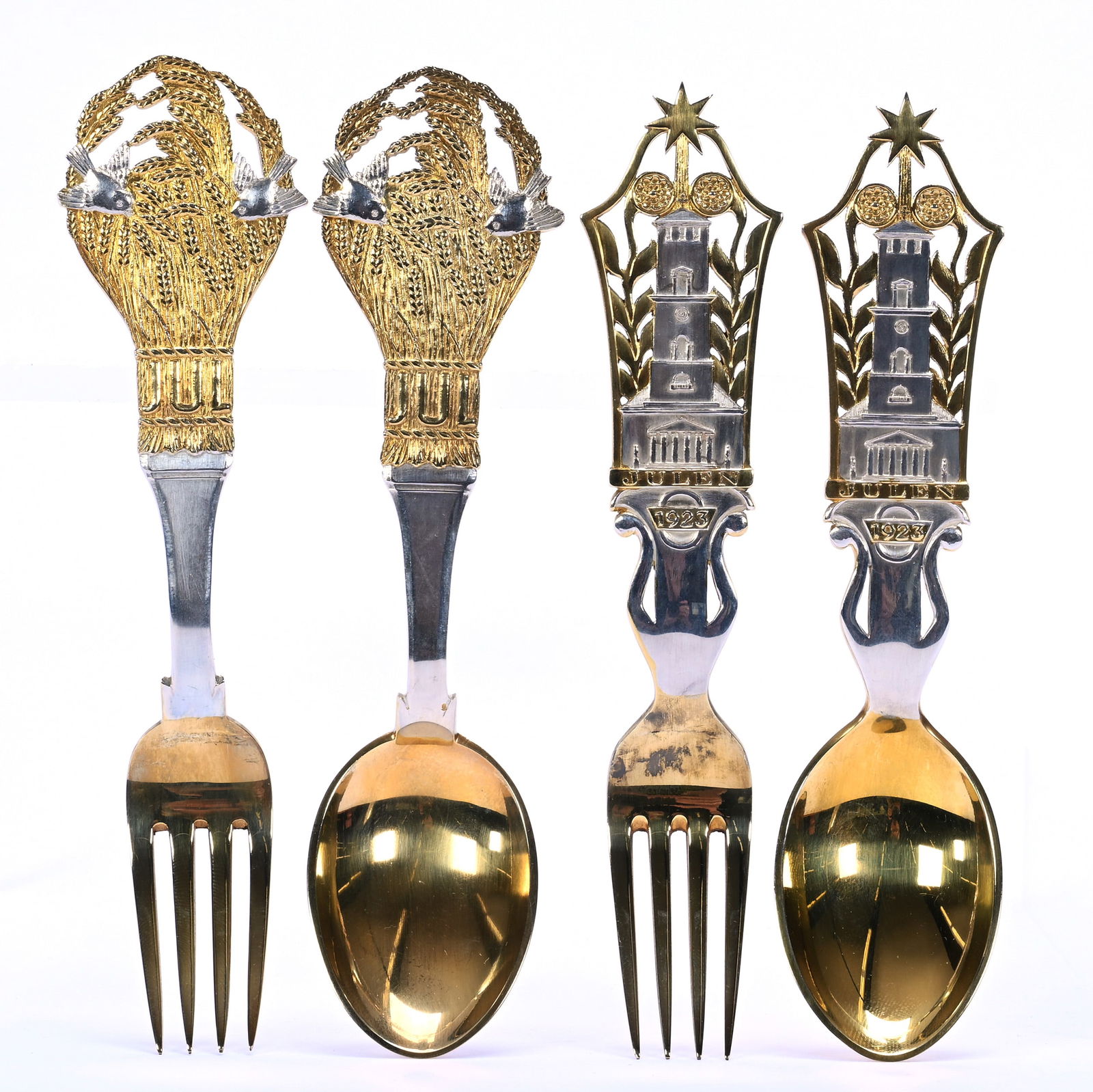 Sterling Silver 1923 & 1924 Christmas Fork & Spoon Sets Marked A. Michelsen (1 of 4)