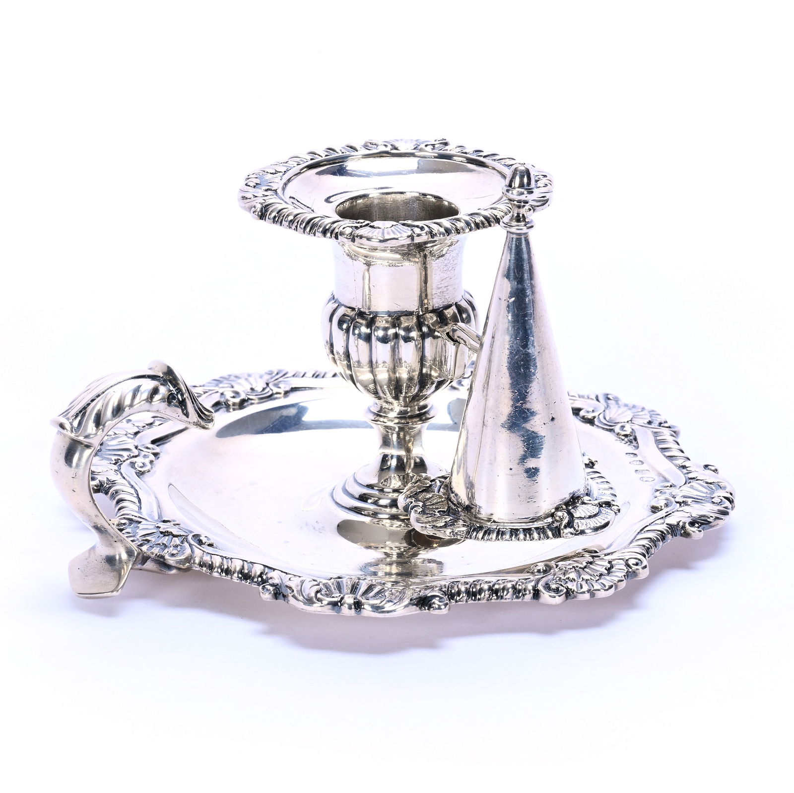 English Sterling Silver Chamber Stick With Candle Snuffer (1 of 6)