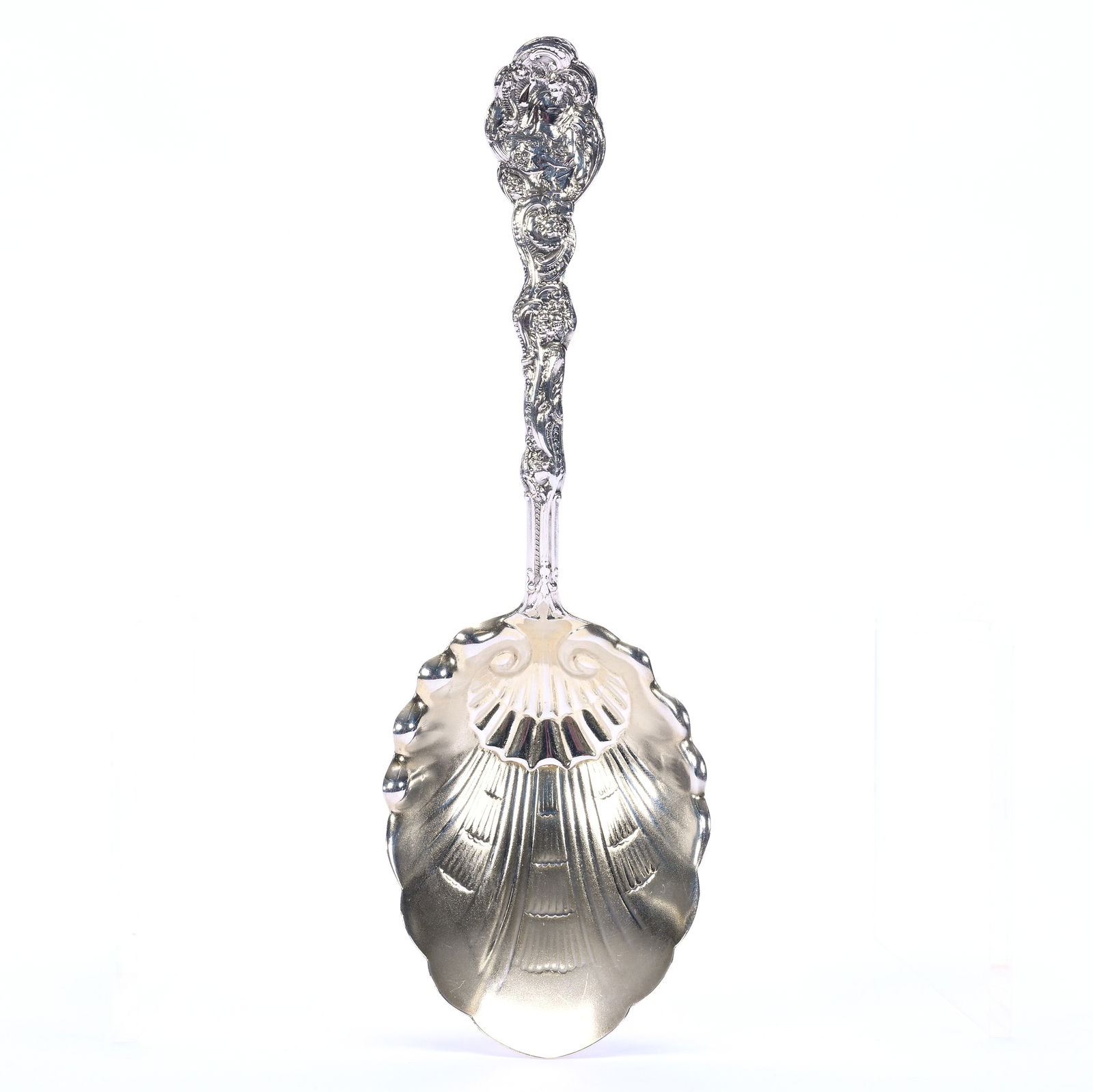 Solid Sterling Silver Serving Spoon, Versailles Pattern By Gorham: Solid Sterling Silver Serving Spoon, Versailles Pattern By Gorham, 9 x 3 x 1.75 Inches, Pattern Introduced 1888, Fantastic Example, 104.0 Grams, Dr. Harold & Audrey Eklund Estate, Iowa.