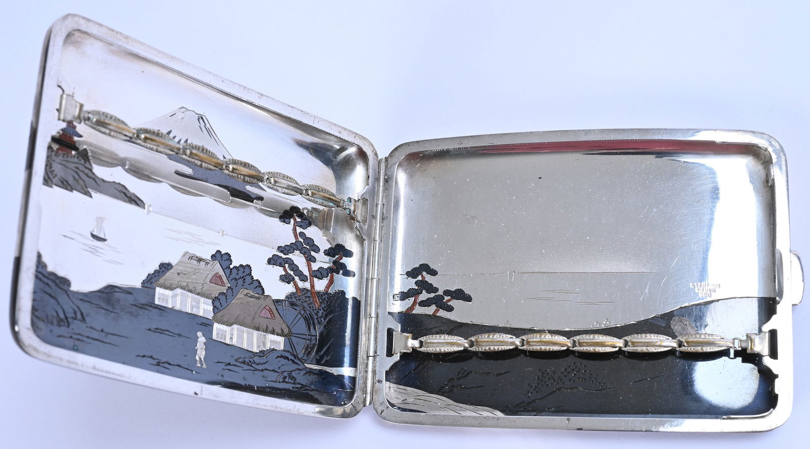 Solid Sterling Silver Cigarette Case Marked "Sterling Silver 950" - 2