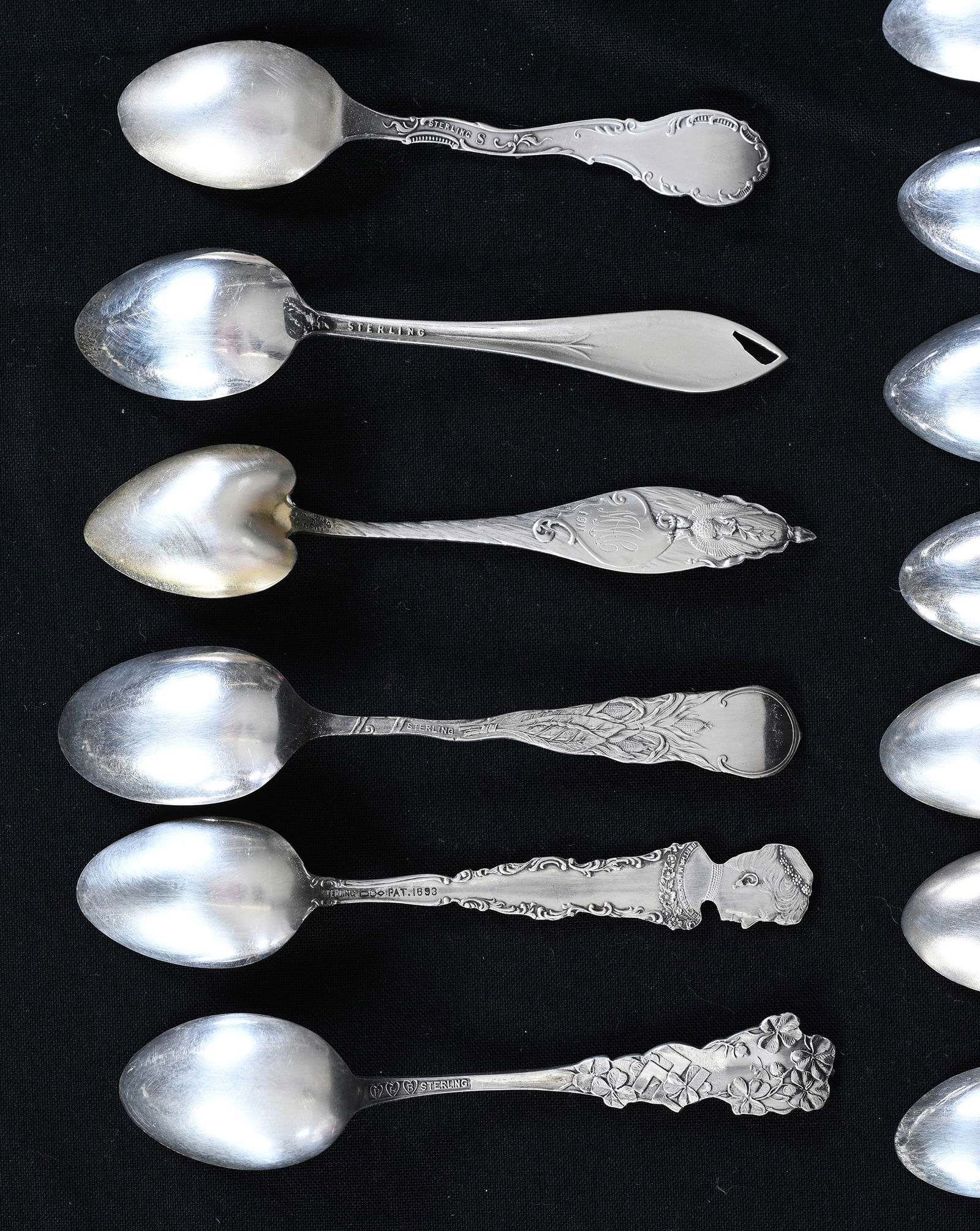 (13) Solid Sterling Silver Souvenir Demitasse Spoons - 6